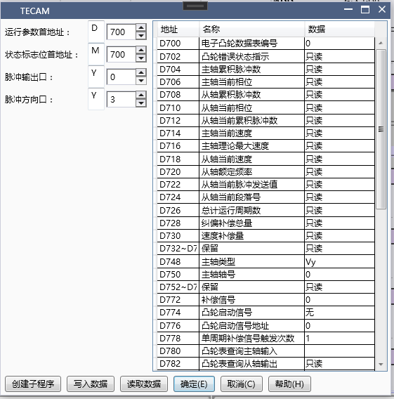 TECAM Instruction Settings